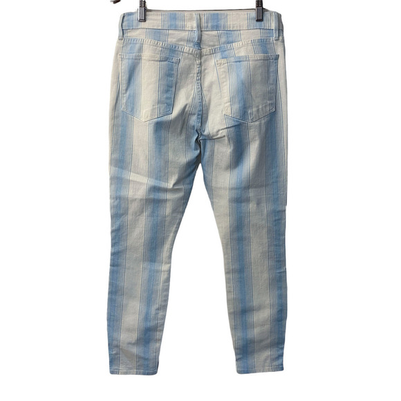 Frame le high ankle skinny crop White Blue ombre Stripe Skinny size 30 - Picture 6 of 11